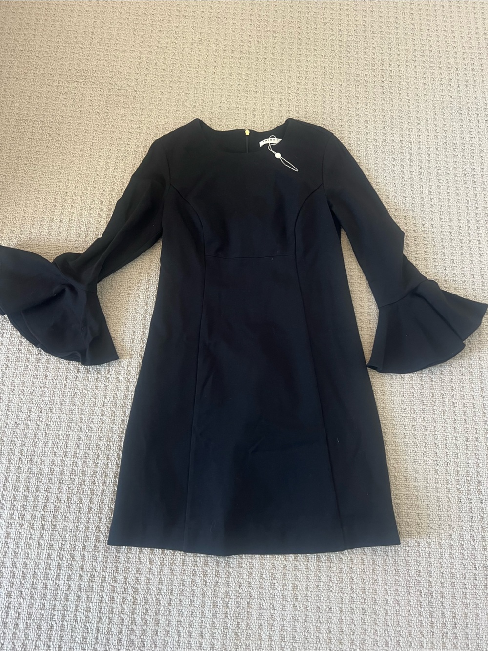 Trina Turk Black Long-Sleeve Bell Cuff Sheath Dress